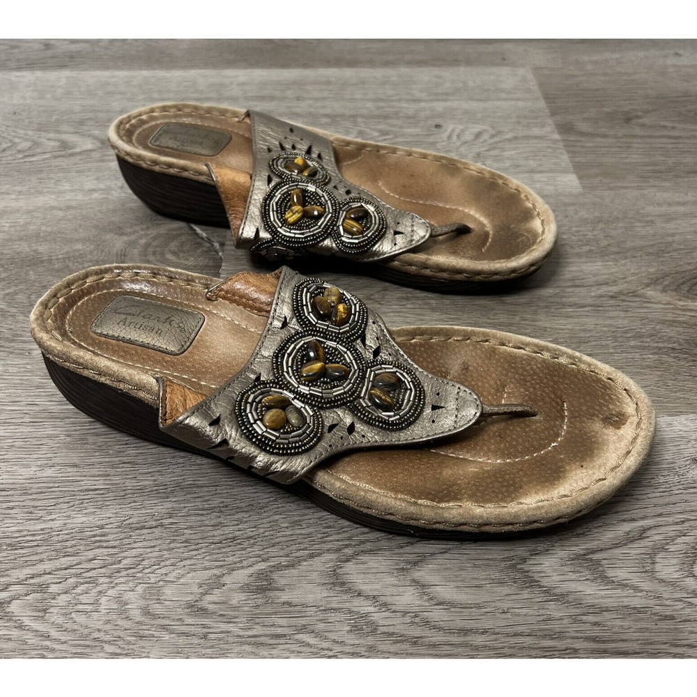 Clark's Artisan Sandals Women's 9 Brown Leather Cushion Sandals